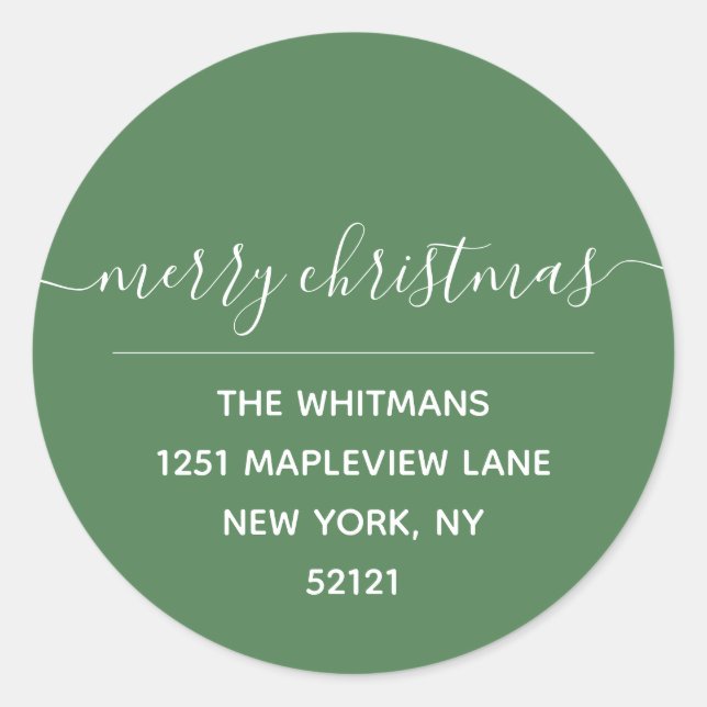 Adesivo Redondo Rótulo de Endereço de Devolução de Natal Verde (Frente)