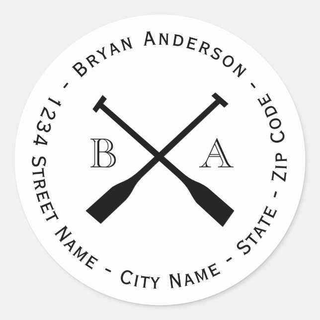 Adesivo Redondo Rótulo de Endereço de Devolução de Oars (Frente)