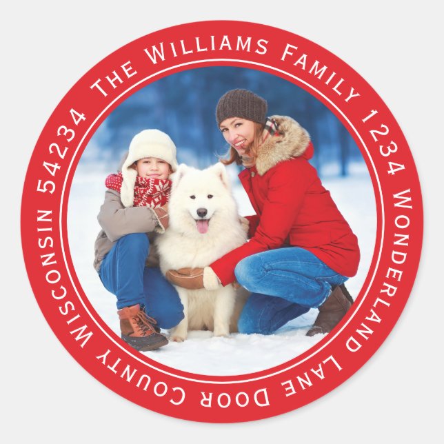 Adesivo Redondo Rótulo de Endereço de Devolução do Círculo de Foto (Frente)