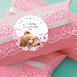 Adesivo Redondo Rótulo de Endereço de Devolução do Urso de Teddy F