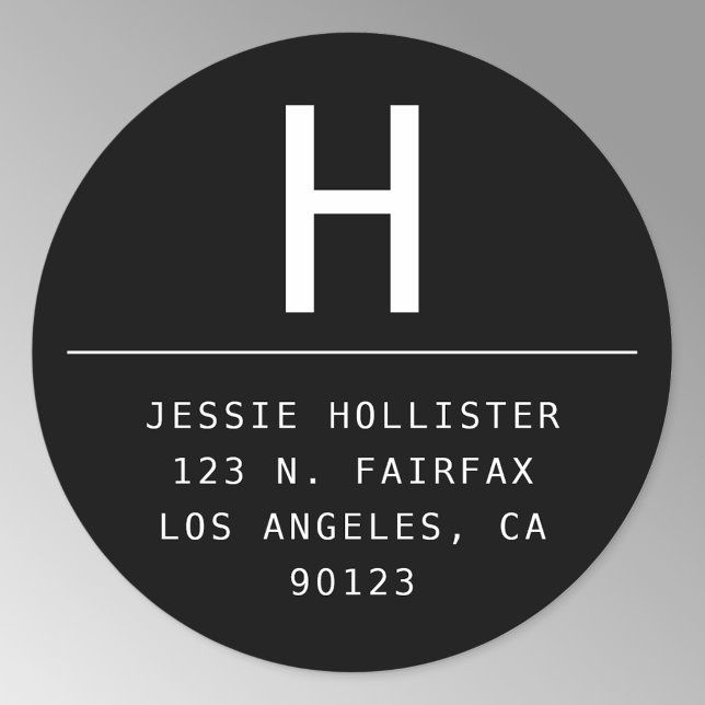 Adesivo Redondo Rótulo de Endereço de Remetente Preto e Branco Min (Criador carregado)