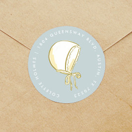 Adesivo Redondo Rótulo de Endereço de Retorno Azul de Bebê