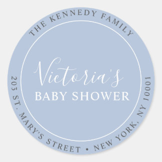 Adesivo Redondo Rótulo de Endereço de Retorno Azul Simples e Moder