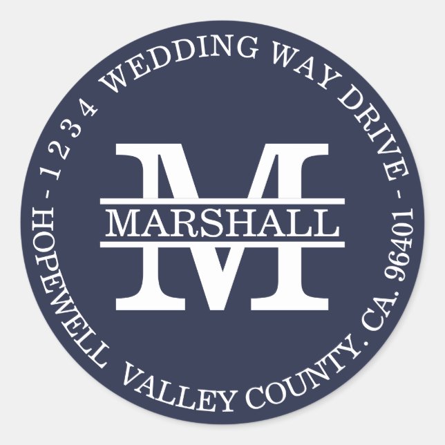 Adesivo Redondo Rótulo de Endereço de Retorno Circular Azul do Mon (Frente)