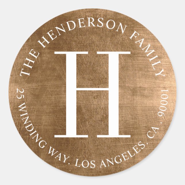 Adesivo Redondo Rótulo de Endereço de Retorno Circular Dourado com (Frente)