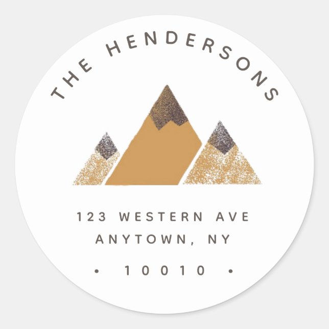 Adesivo Redondo Rótulo de Endereço de Retorno da Montanha Redonda  (Frente)