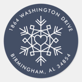 Adesivo Redondo Rótulo de Endereço de Retorno de Flocos de Neve do