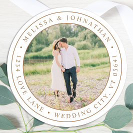 Adesivo Redondo Rótulo de Endereço de Retorno de Fotografia Person