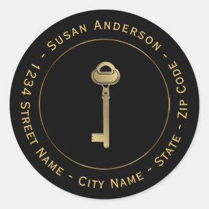 Adesivo Redondo Rótulo de Endereço de Retorno de Imóveis de Cha