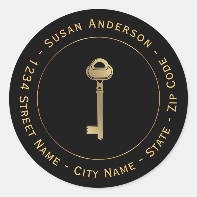 Adesivo Redondo Rótulo de Endereço de Retorno de Imóveis de Chave  (Frente)