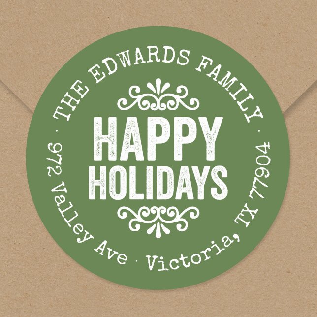 Adesivo Redondo Rótulo de Endereço de Retorno do Círculo de Feriad (Criador carregado)