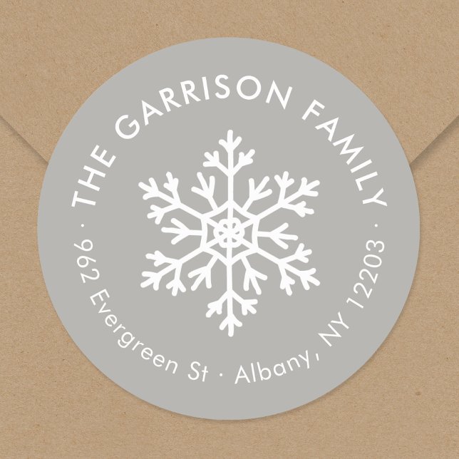 Adesivo Redondo Rótulo de Endereço de Retorno do Círculo de Neve d (Criador carregado)