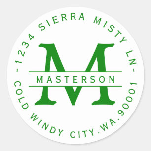 Adesivo Redondo Rótulo de Endereço de Retorno do Círculo do Monogr