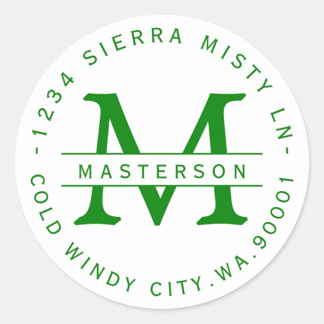 Adesivo Redondo Rótulo de Endereço de Retorno do Círculo do Monogr (Frente)