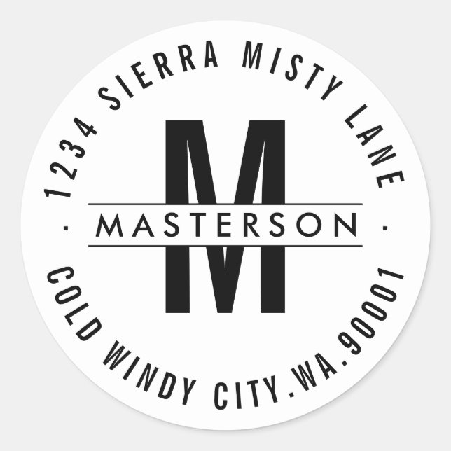 Adesivo Redondo Rótulo de Endereço de Retorno do Círculo Moderno d (Frente)