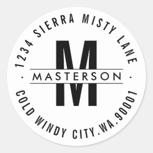 Adesivo Redondo Rótulo de Endereço de Retorno do Círculo Moderno d