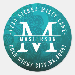 Adesivo Redondo Rótulo de Endereço de Retorno do Círculo Zen do