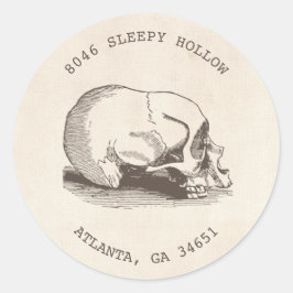 Adesivo Redondo Rótulo de Endereço de Retorno do Halloween Skull S