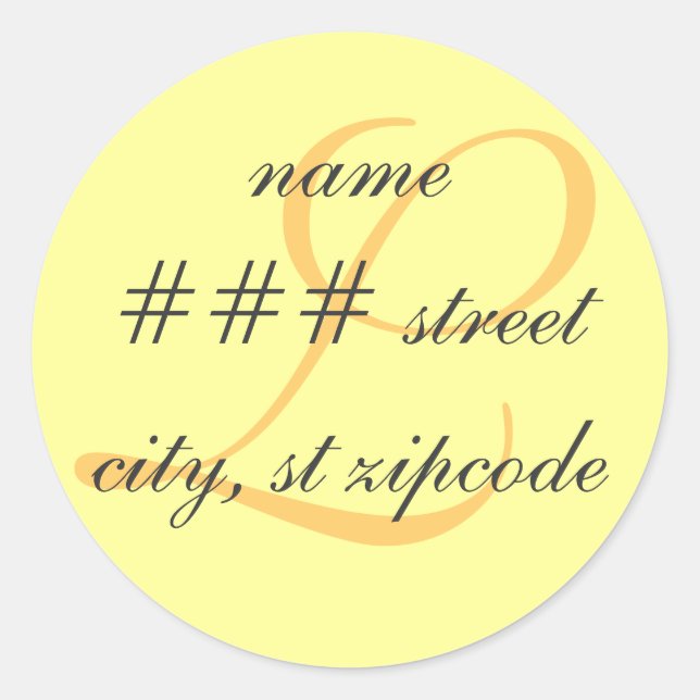 Adesivo Redondo Rótulo de endereço de retorno do L monograma - per (Frente)