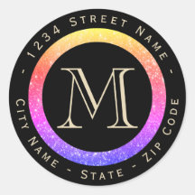 Rótulo de Endereço de Retorno do Monograma Colorid