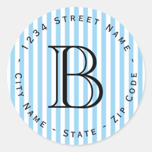 Adesivo Redondo Rótulo de Endereço de Retorno do Monograma com F