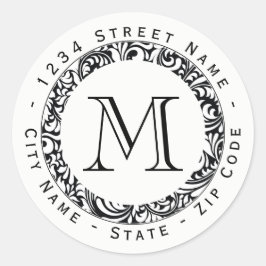 Adesivo Redondo Rótulo de Endereço de Retorno do Monograma do Padr