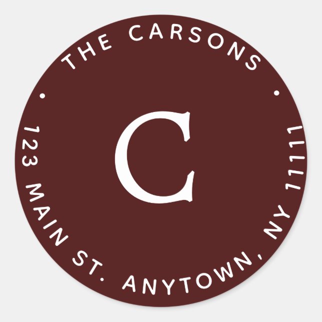 Adesivo Redondo Rótulo de Endereço de Retorno do Monograma Rodado (Frente)