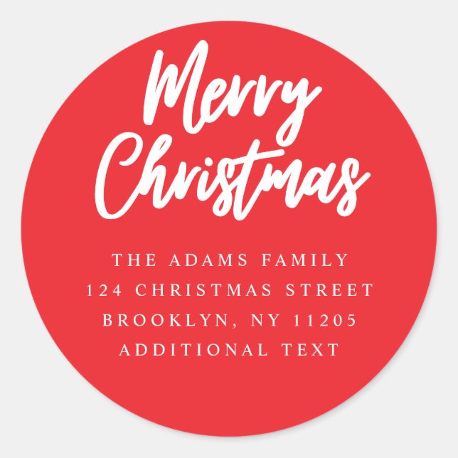 Adesivo Redondo Rótulo de Endereço de Retorno do Script Vermelho F (Frente)