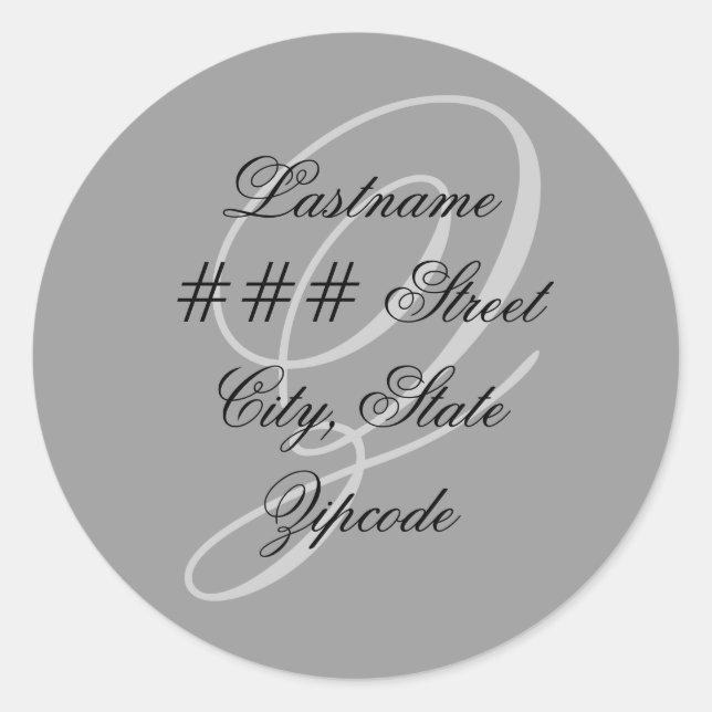 Adesivo Redondo Rótulo de endereço de retorno do Z monograma (Frente)