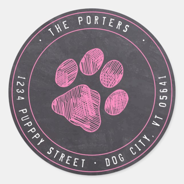 Adesivo Redondo Rótulo de Endereço de Retorno Rosa para Impressão  (Frente)