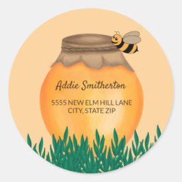 Adesivo Redondo Rótulo de Endereço do Chá de Bebê Abelha Bumblebee
