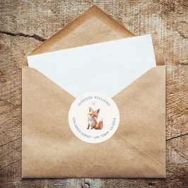 Adesivo Redondo Rótulo de Endereço do Chá de fraldas de Fox Woodla