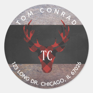 Adesivo Redondo Rótulo de Endereço do Monograma da Cabeça de Xadre