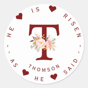 Adesivo Redondo Rótulo de Endereço do Monograma Floral de Blush de