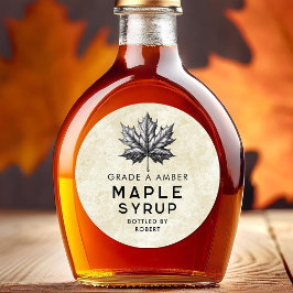 Adesivo Redondo rótulo de engarrafamento de xarope de bordo com fo