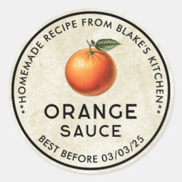 Adesivo Redondo Rótulo de enlatamento de molho de laranja caseiro