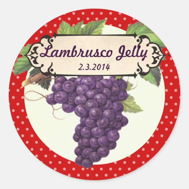 Adesivo Redondo rótulo de enlatamento de vinho de uvas de cor pers (Frente)