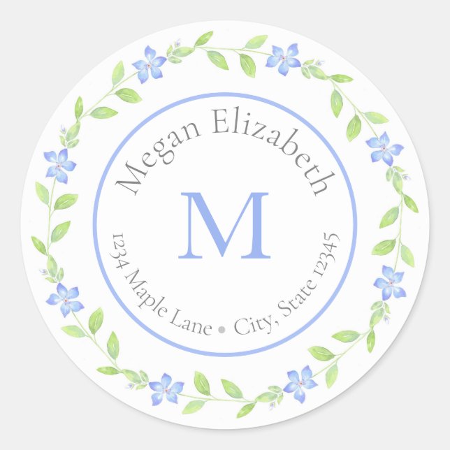 Adesivo Redondo Rótulo de exaustão (flor de Vinca) (Frente)