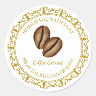 Adesivo Redondo Rótulo de Extração de Café Casado da Vintage - Bra