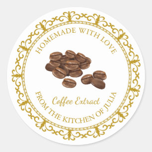 Adesivo Redondo Rótulo de Extração de Café Casado da Vintage - Bra