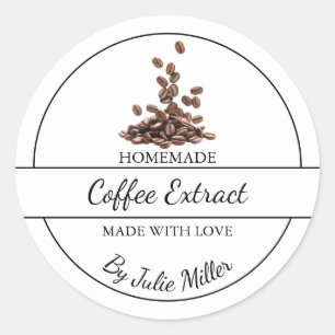 Adesivo Redondo Rótulo de Extração de Café Caseiro Simples