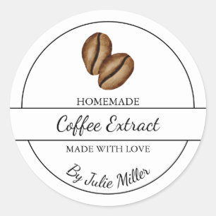 Adesivo Redondo Rótulo de Extração de Café Caseiro Simples