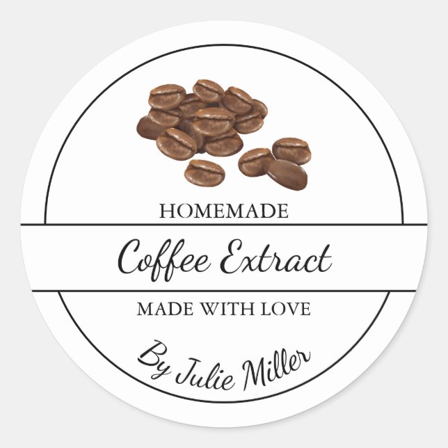 Adesivo Redondo Rótulo de Extração de Café Caseiro Simples (Frente)