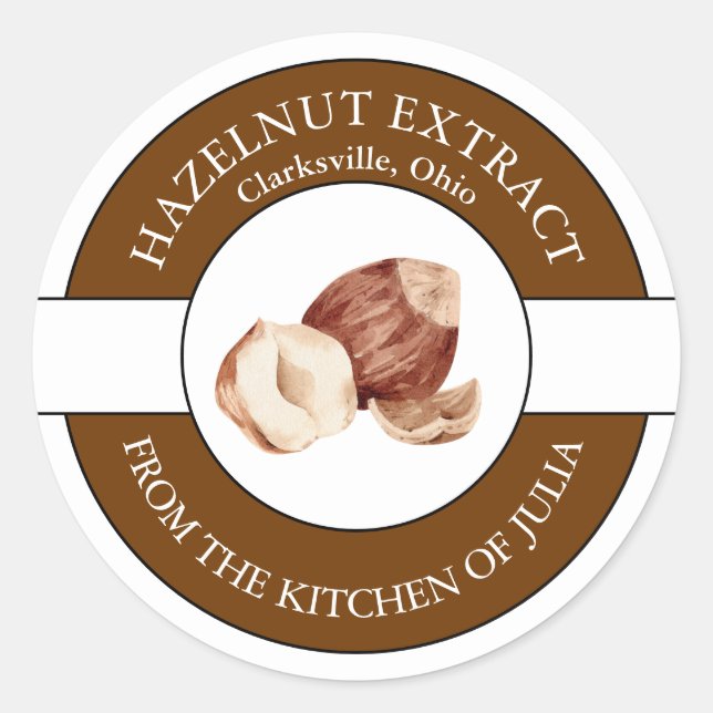 Adesivo Redondo Rótulo de Extrato de avelã (Frente)