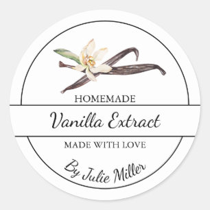 Adesivo Redondo Rótulo de Extrato de Vanilla Homemade Simples