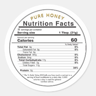 Adesivo Redondo Rótulo de Fatos Nutricionais Editáveis em Série de