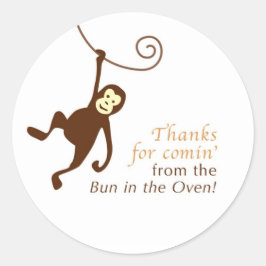 Adesivo Redondo Rótulo de favor do chá de fraldas macaco