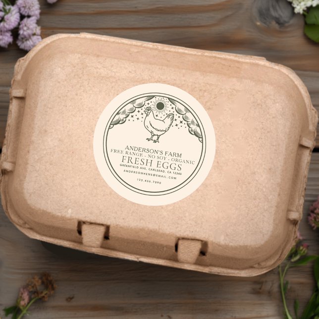 Adesivo Redondo Rótulo de Fazenda da Família Ovos de Tarot de Brux (Criador carregado)