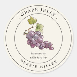 Adesivo Redondo Rótulo de frasco de conserva de uva de uva