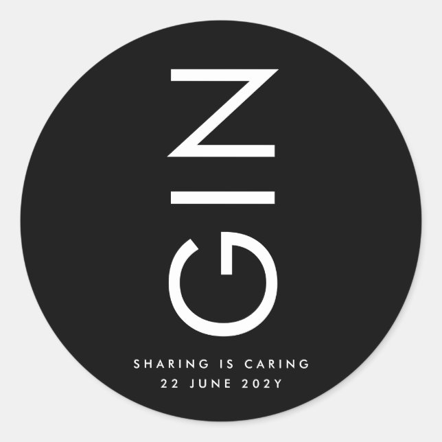 Adesivo Redondo Rótulo de Garrafa de Bebida com Monograma Grande e (Frente)